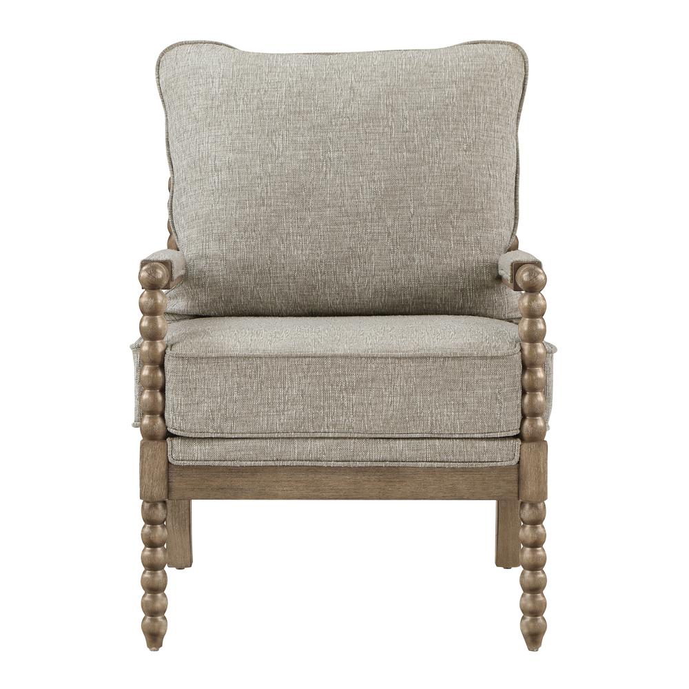 Fletcher Spindle Chair in Fog Fabric with Rustic Brown Finish. Picture 4