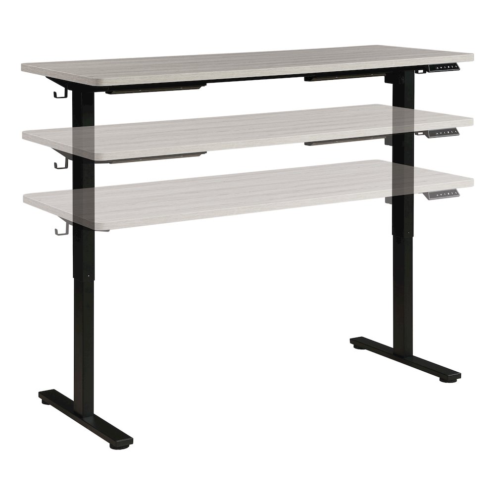 Primo 59"W Sit to Stand Electric Height Adjustable Desk With Light Grey Top. Picture 2