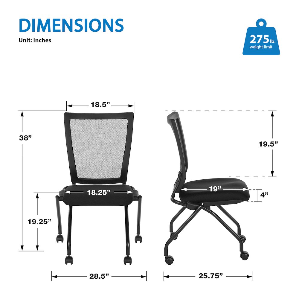PU Padded Back Soft-Flex Frame Progrid Mesh Back Armless Folding Chair. Picture 3