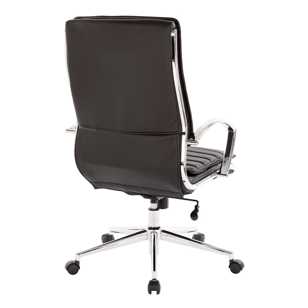 High Back Manager's Faux Leather Chair with Chrome Base, Removable Arm Sleeves. Picture 5