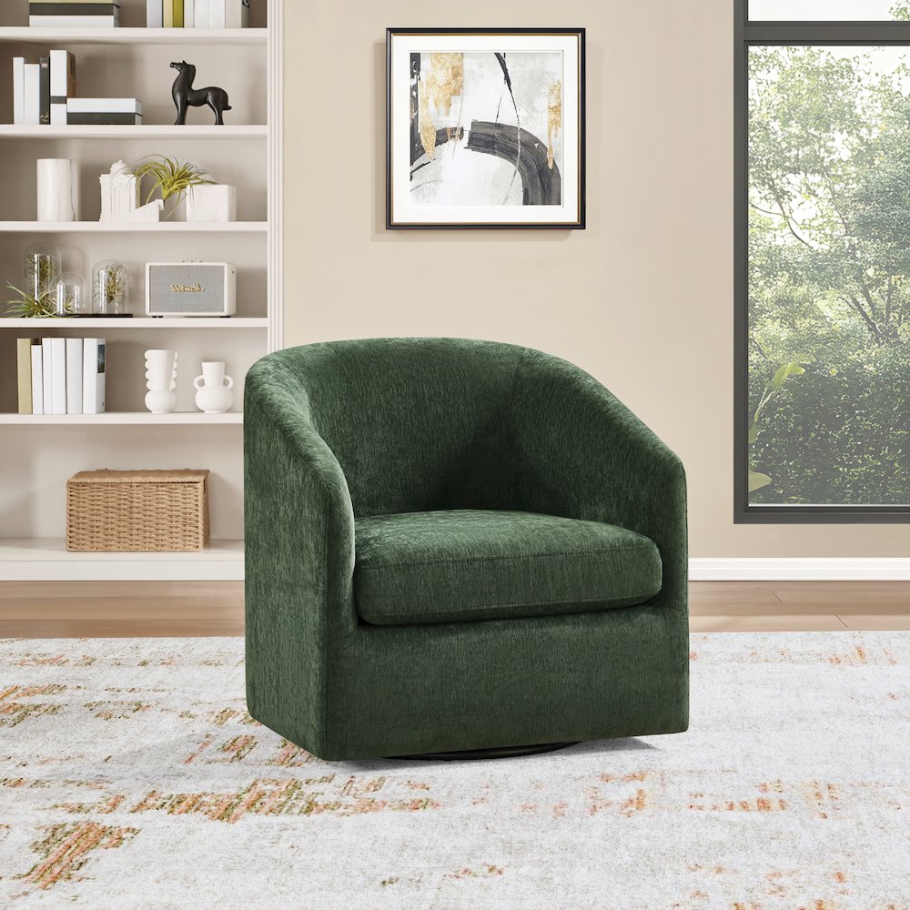 Parker Swivel Tub Chair In Green Fabric. Picture 7