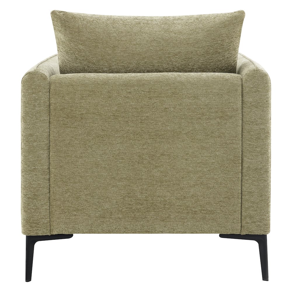 Newhaven Accent Chair in Sea Green Fabric with Black Metal Legs. Picture 7