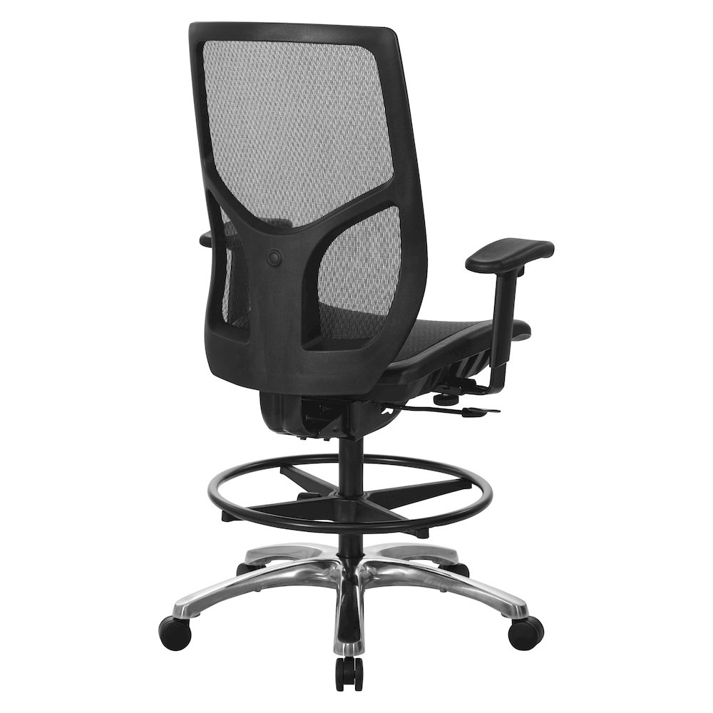 ProGrid Mesh Back Drafting Chair with Black Mesh Seat, PU Padded. Picture 5