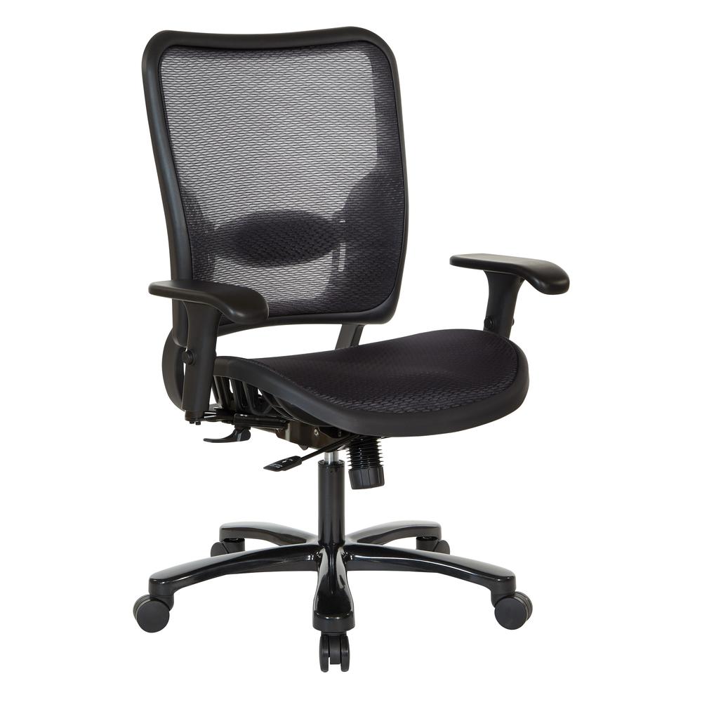Air Grid Seat and Back Big & Tall Ergonomic Chair with Height Adjustable Lumbar Support, 2-Way Adjustable Arms and Industrial Steel Finish Base, 75-77A753. Picture 1