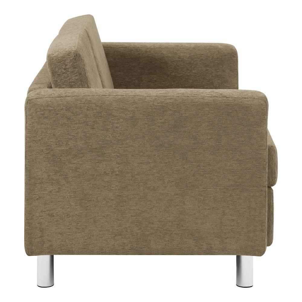 Pacific Loveseat in Taupe Fabric with Chrome Legs. Picture 5