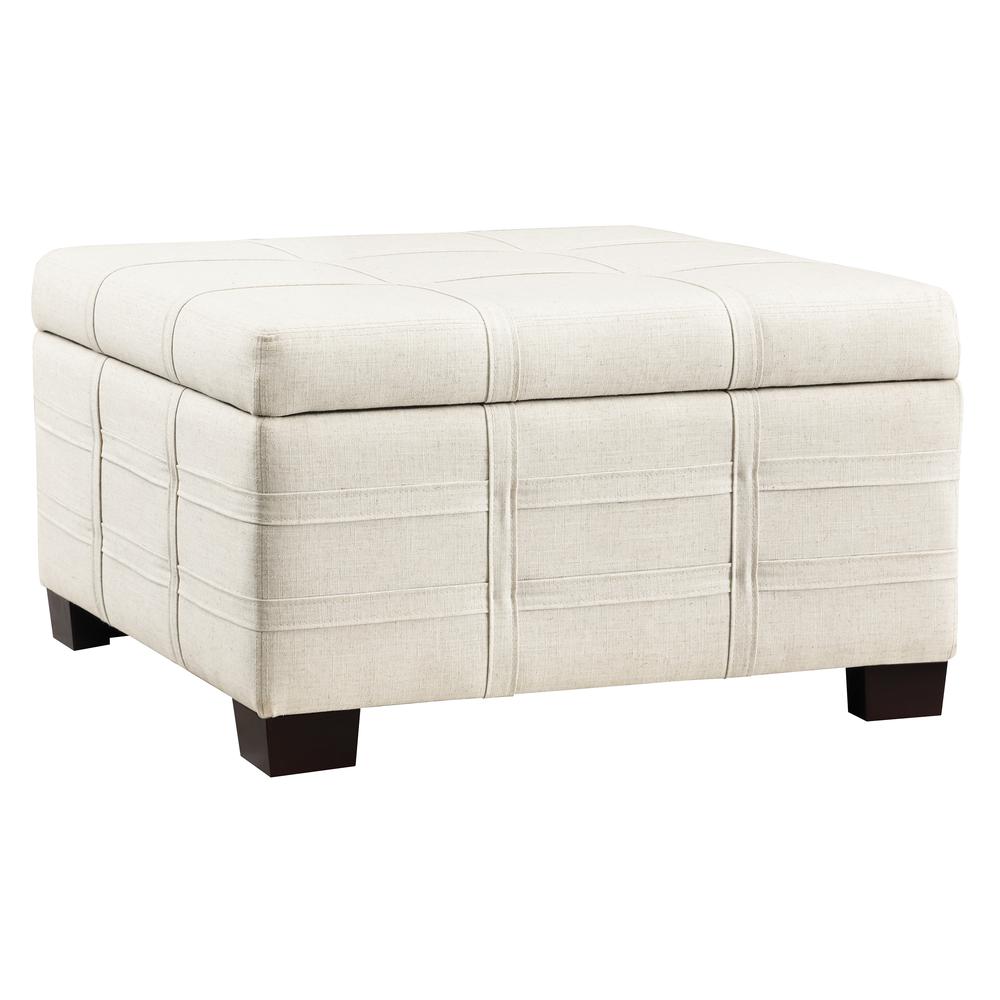 Detour Strap Square Storage Ottoman in Linen Fabric, DTR3030S-L32. Picture 1