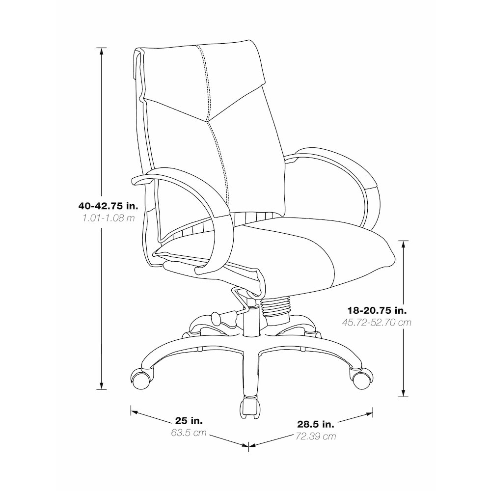 Deluxe Mid Back Black Lthr Chair. Picture 3