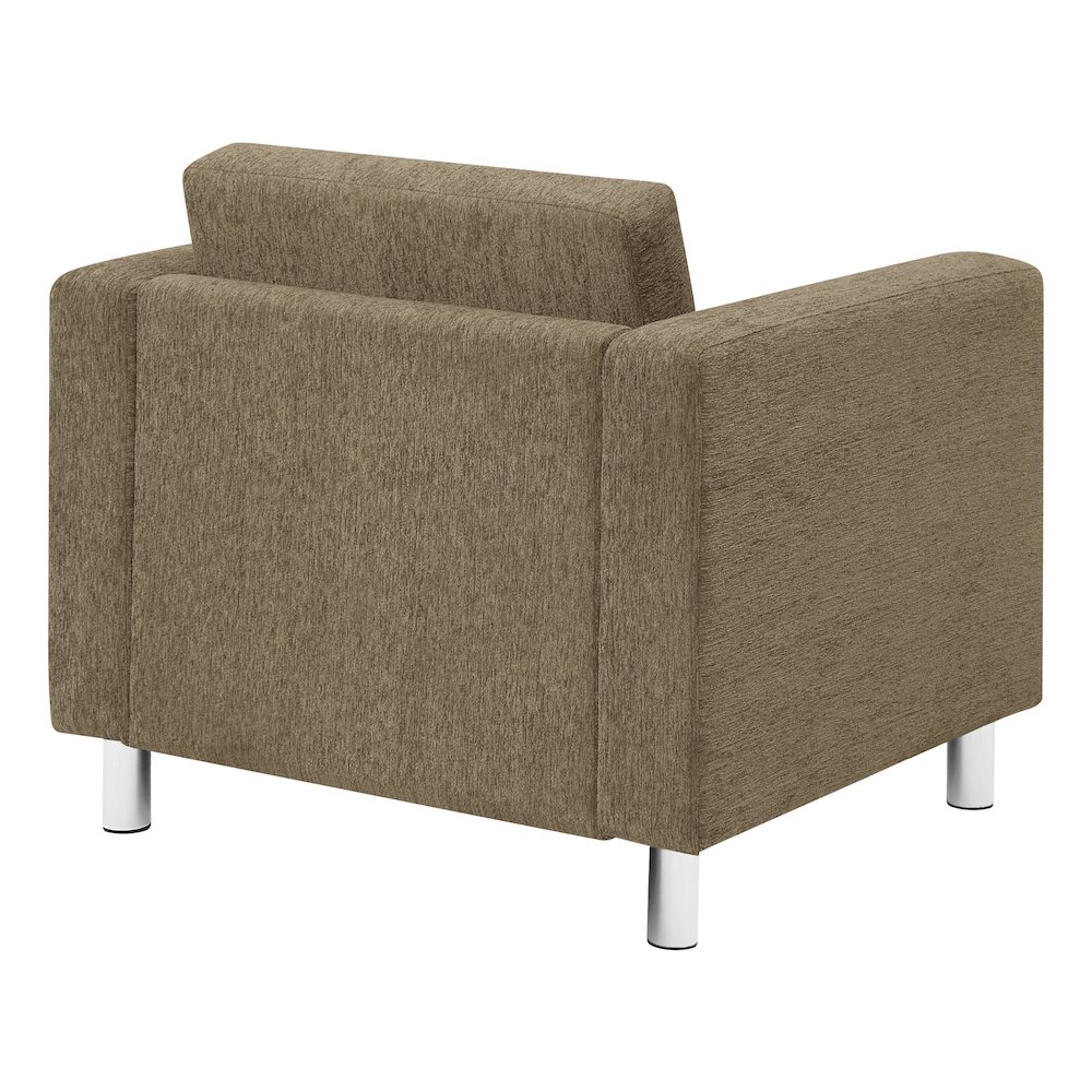 Pacific Armchair in Taupe Fabric with Chrome Legs. Picture 6