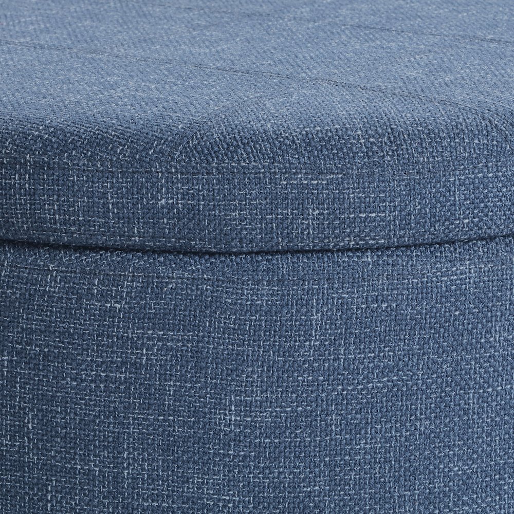 Baynes Storage Ottoman in Navy Fabric. Picture 6