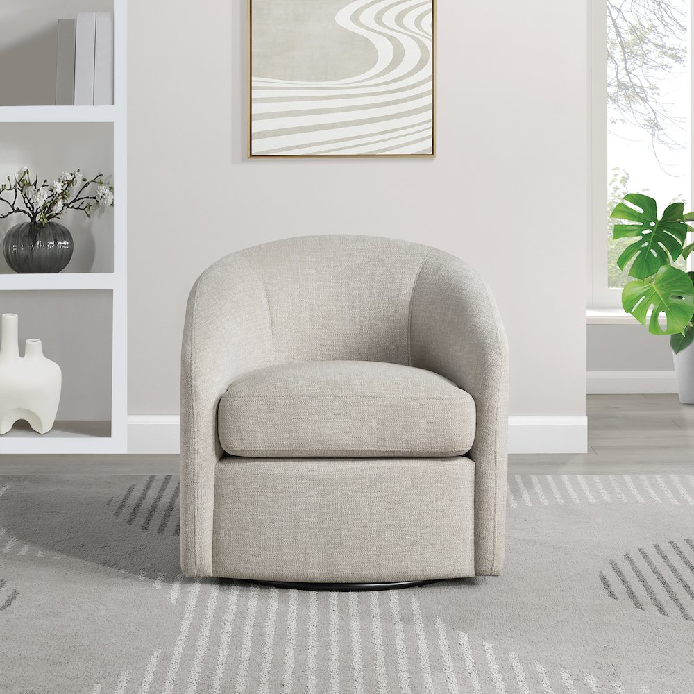 Bella Swivel Chair in Stone Fabric. Picture 6