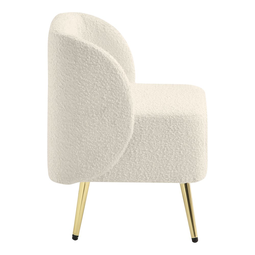 Abrina Vanity Chair in Textured Cream Fabric with Gold Legs. Picture 3