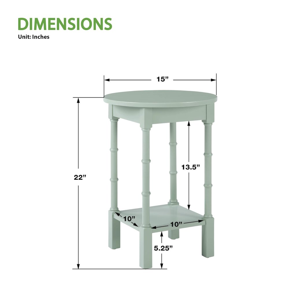 Golden Side Table in Sage Green Wood Finish. Picture 3