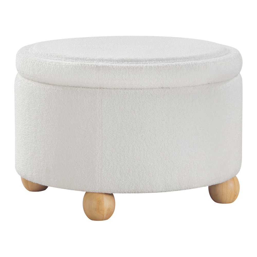 Baynes Storage Ottoman in Ivory Sherpa Fabric. Picture 1