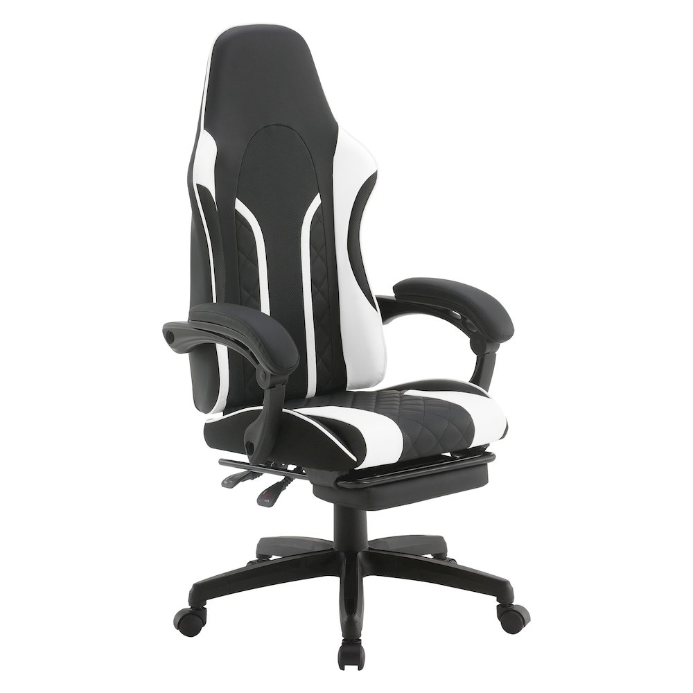 Expanse Gaming Chair  With Footrest in White Fabric. Picture 1