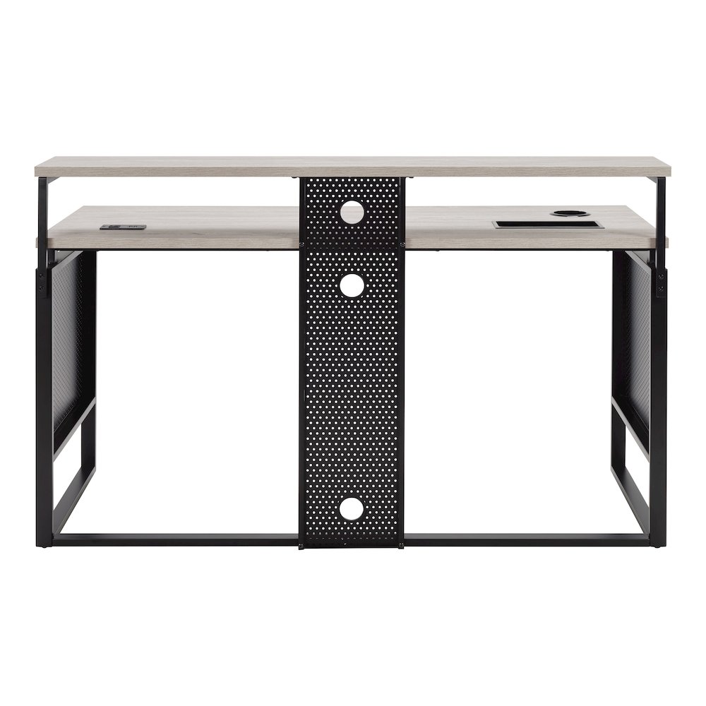 Ace 60" Desk with Hutch in Grey Taupe Top and Matte Black Frame. Picture 6