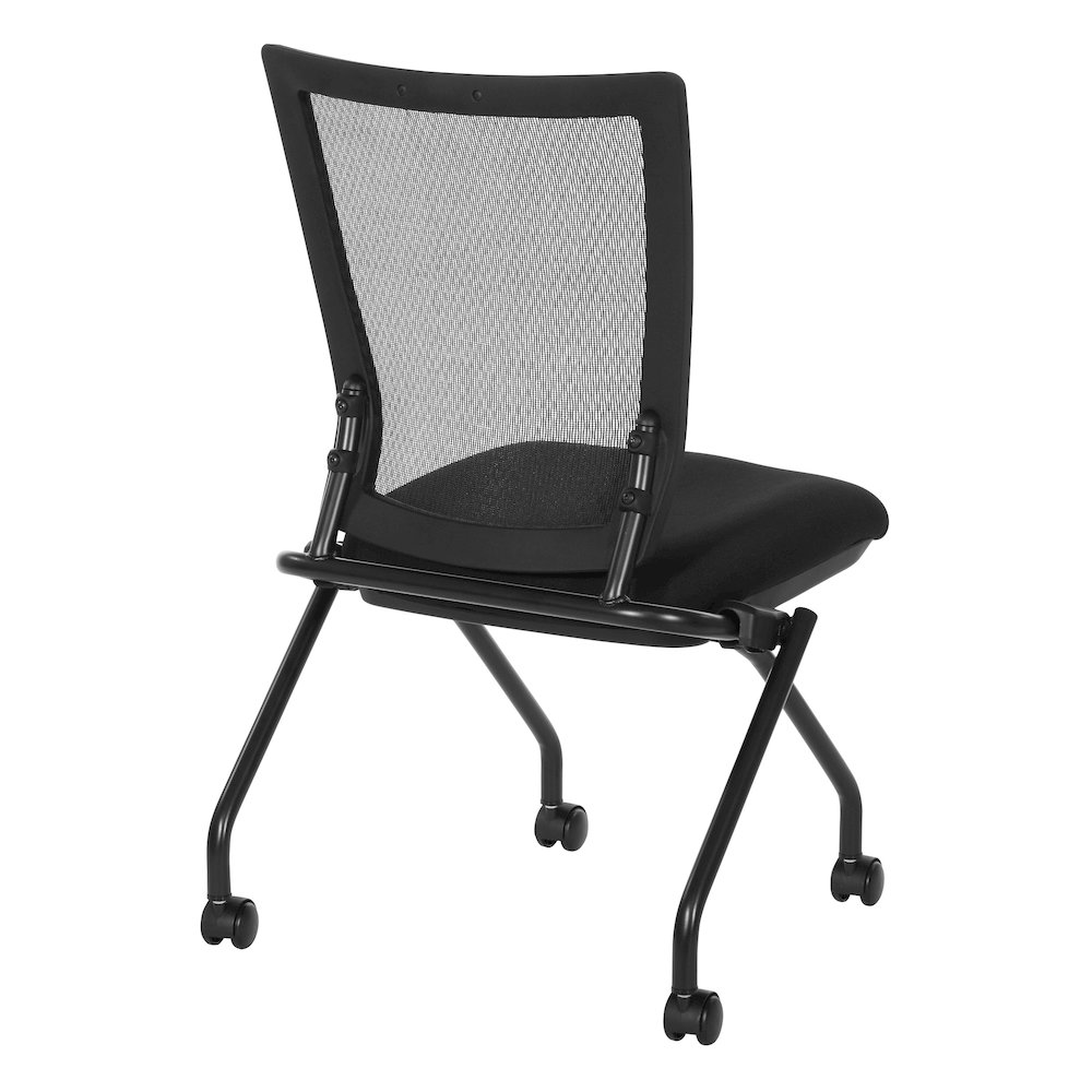 PU Padded Back Soft-Flex Frame Progrid Mesh Back Armless Folding Chair. Picture 6