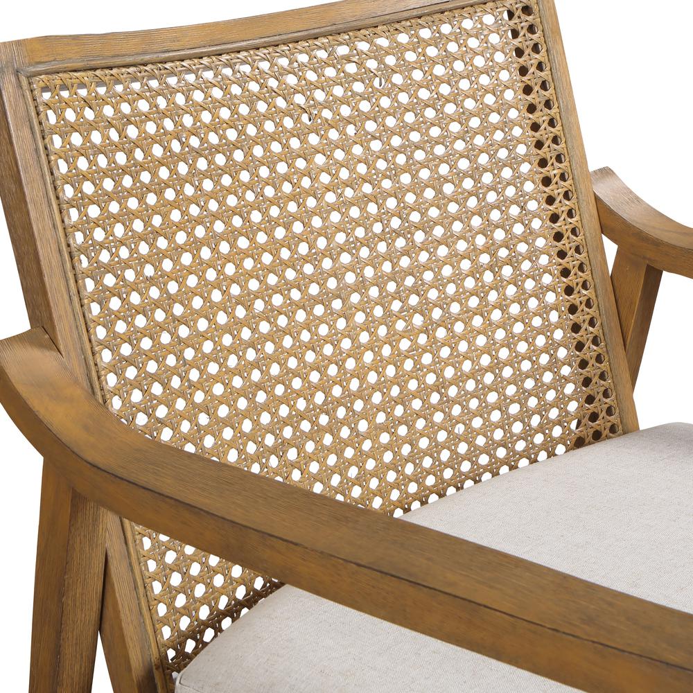 Alaina Cane Back Arm Chair in Linen Fabric with Coastal Wash. Picture 5