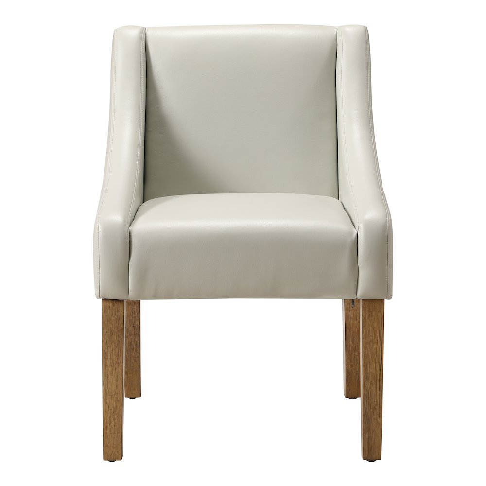 Monarch Dining Chair In Cream Faux Leather With Medium Espresso Wood Legs. Picture 3