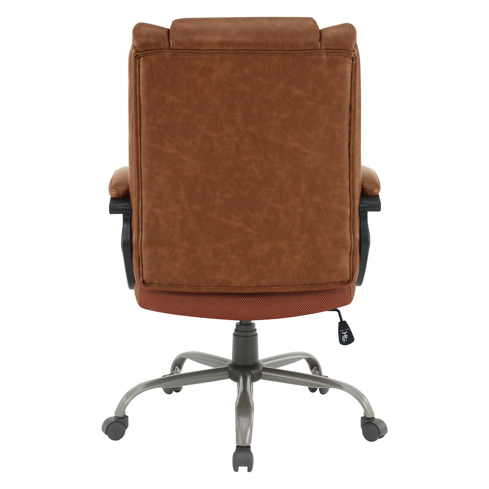 Mid-Back in Saddle Faux Leather Executive Chair with Padded Arms. Picture 6