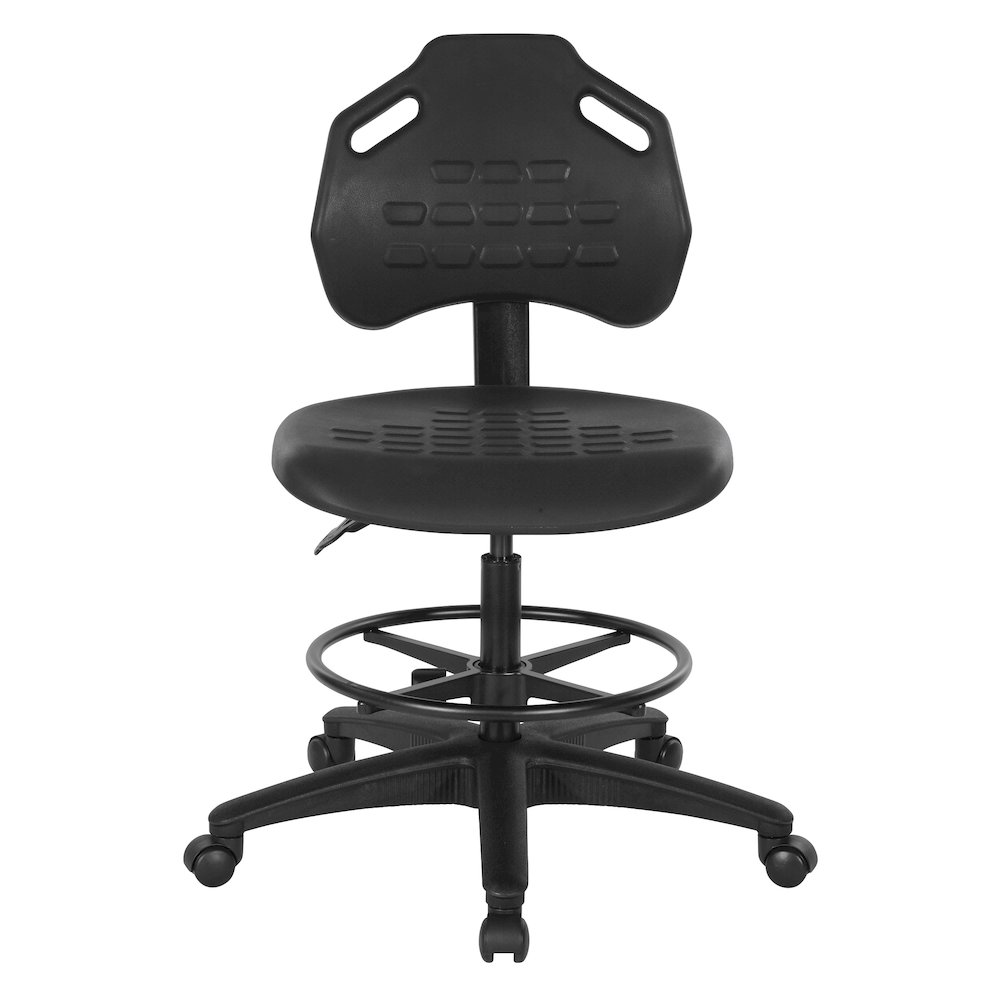 Black Self Skinned Urethane Intermediate Drafting Chair With Adjustable Black. Picture 3