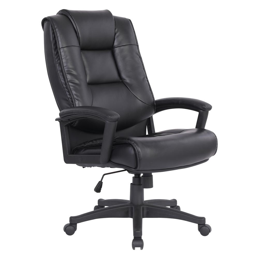 High Back Bonded Lthr Chair, Black. Picture 1