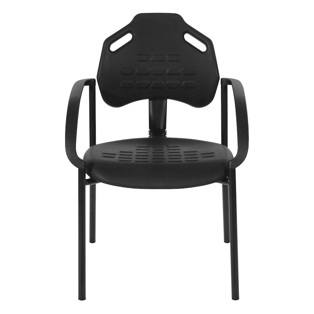 Black Self Skinned Urethane Guest Arm Chair in Black Finish Frame. Picture 3