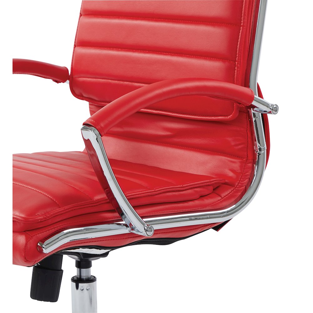 Mid-Back Manager’s Faux Leather Chair with Chrome Base, Removable Arm Sleeves.. Picture 11
