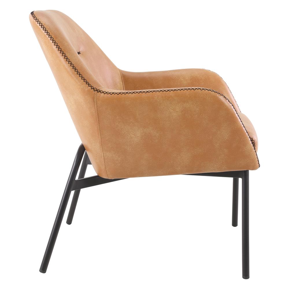 Brooks Accent Chair in Sand Faux Leather with Black Stitch and Black Legs, BRK-R43. Picture 4