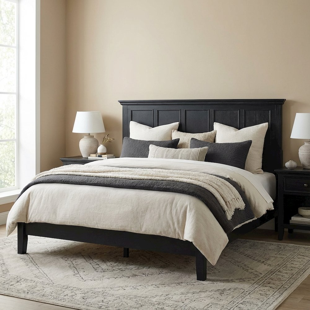 Rustic Black King Bed Headboard, Mahogany, Steel Frame for Farmhouse Décor. Picture 3