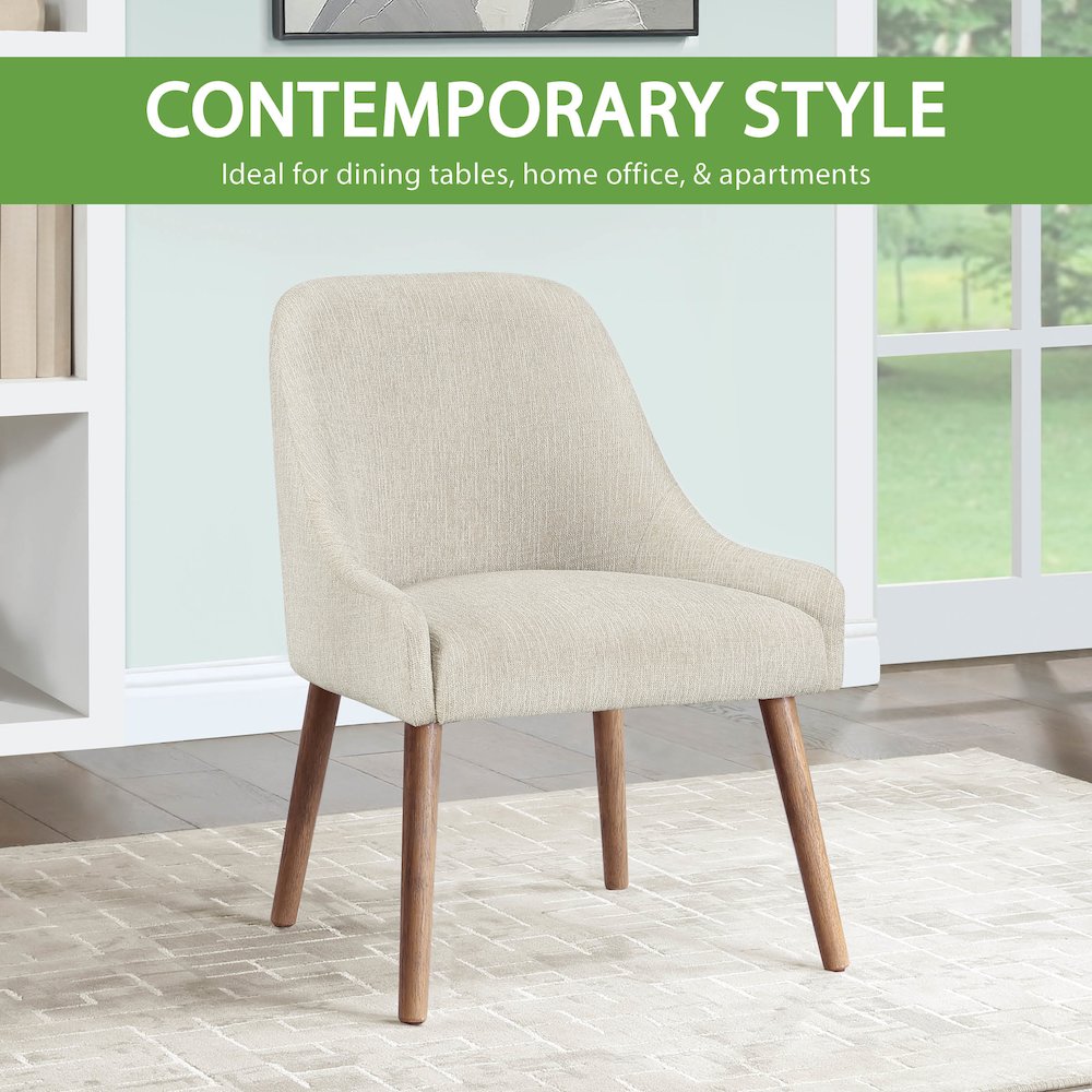Kaylen Dining Chair 2-Pack in Linen Fabric with Medium Oak Legs. Picture 9