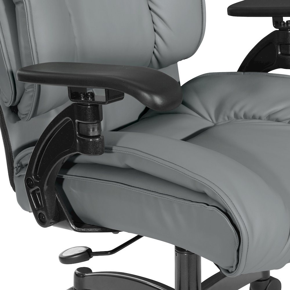Charcoal Grey Leather Conference Chair with Cantilever Arms, Steel Base. Picture 8