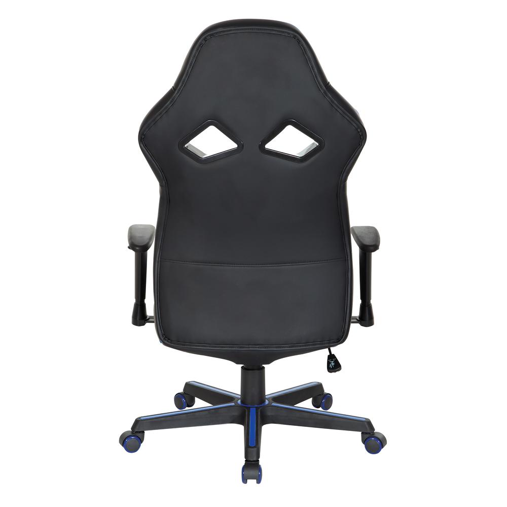 Vapor Gaming Chair in Black Faux Leather with Blue Accents, VPR25-BL. Picture 5