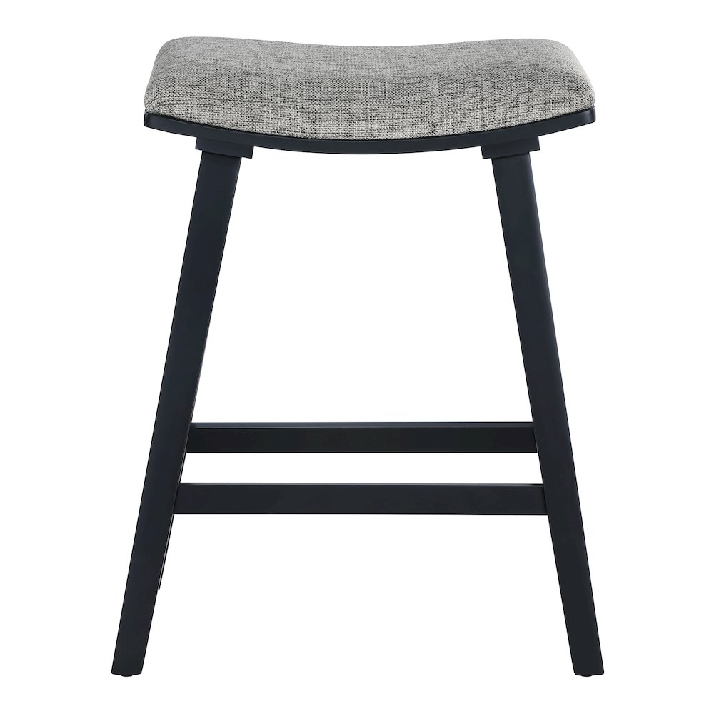 Coley 24" Saddle Stool 2-Pack With Graphite Fabric Seat And Black Wash Frame. Picture 4