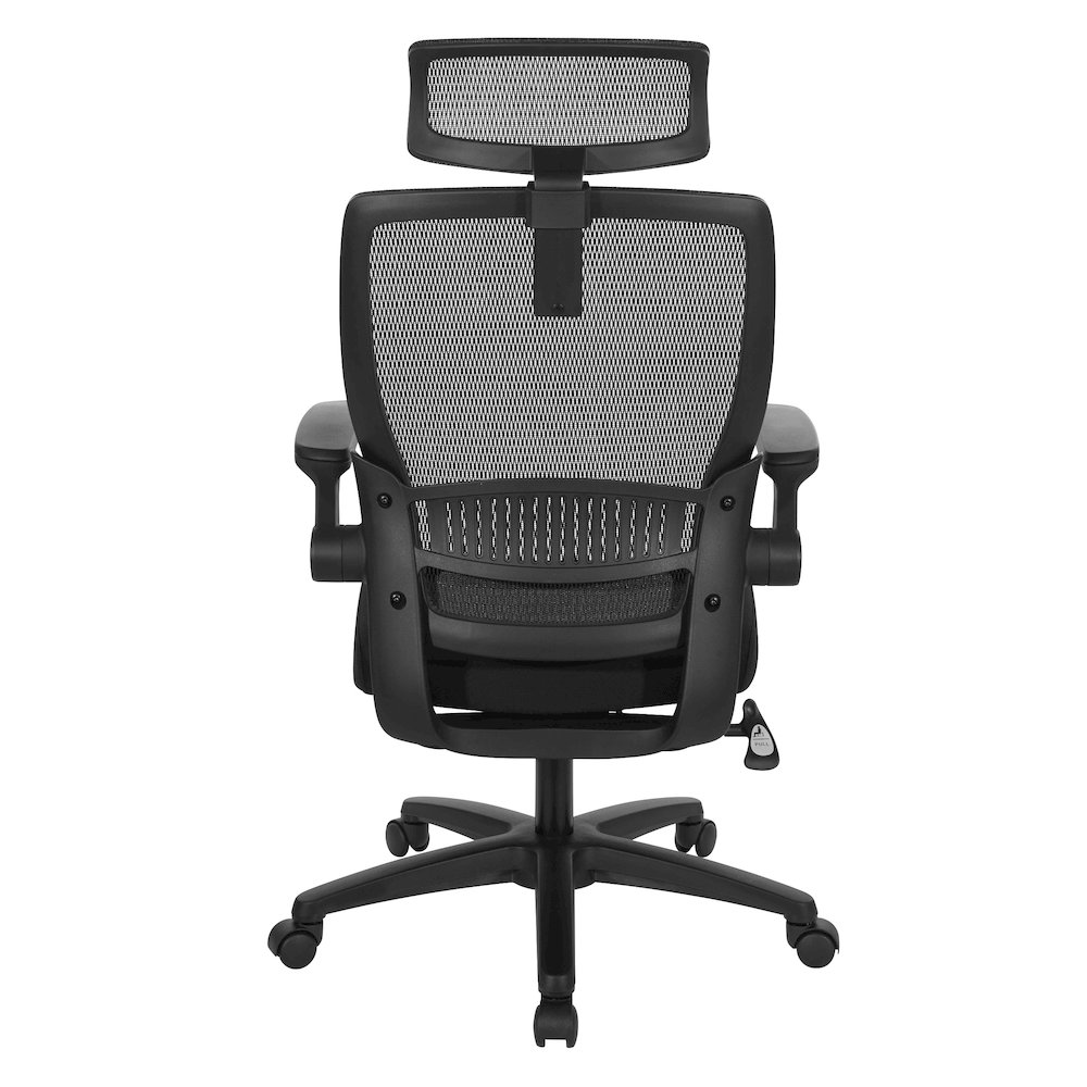Managers Chair With Mesh Back In Black Fabric Seat Molded Foam. Picture 7