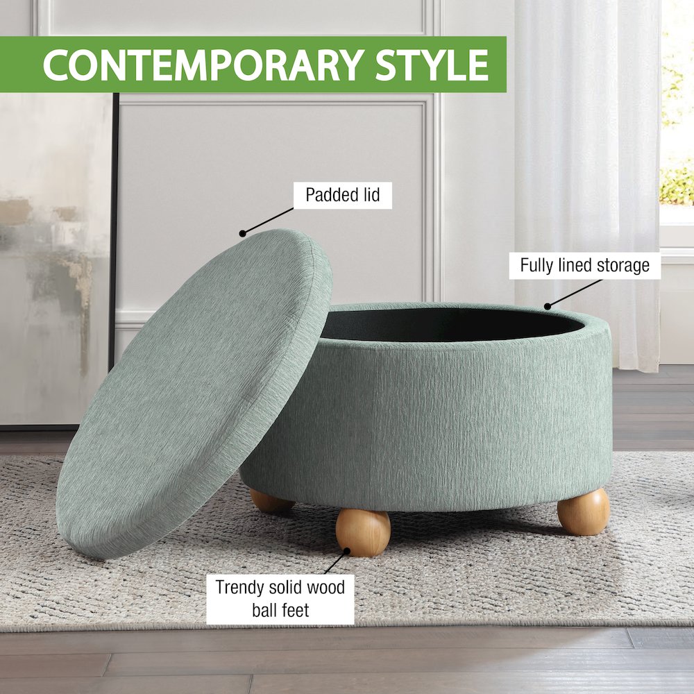 Baynes Storage Ottoman in Mist Fabric. Picture 5