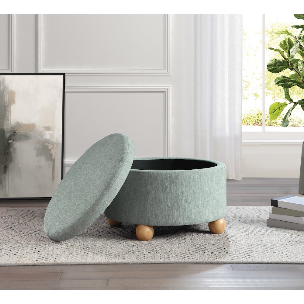 Baynes Storage Ottoman in Mist Fabric. Picture 9