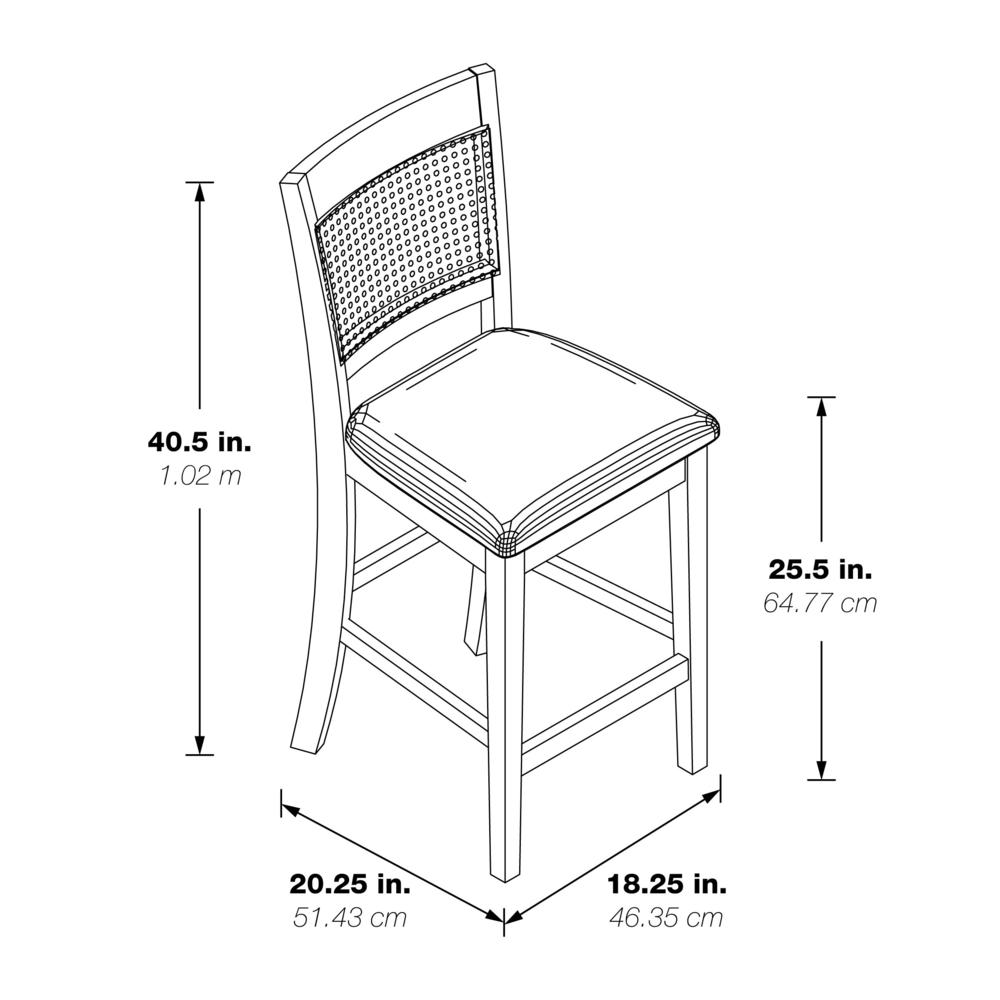 Walden 24" Cane Back Stool 2pk, Linen / Burnt Brown. Picture 3