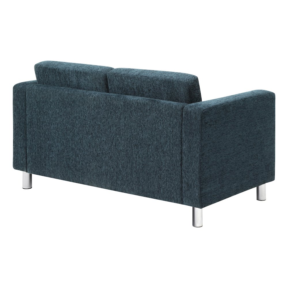Pacific Loveseat in Navy Fabric with Chrome Legs. Picture 6