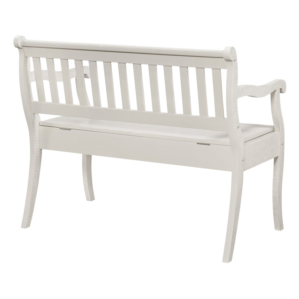 Wakefield Entryway Storage Bench in Destressed White Finish. Picture 3