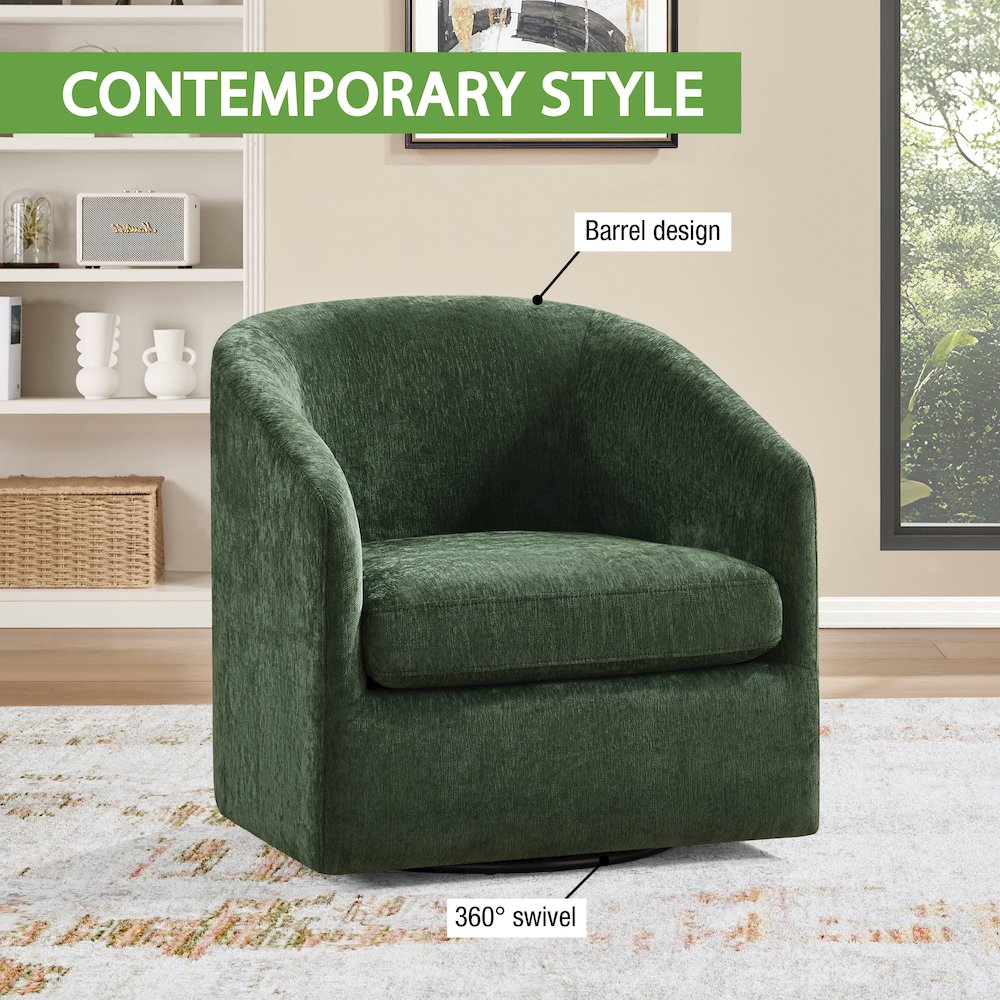Parker Swivel Tub Chair In Green Fabric. Picture 11