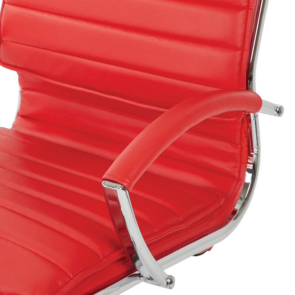 High Back Manager's Faux Leather Chair with Chrome Base, Removable Arm Sleeves. Picture 9