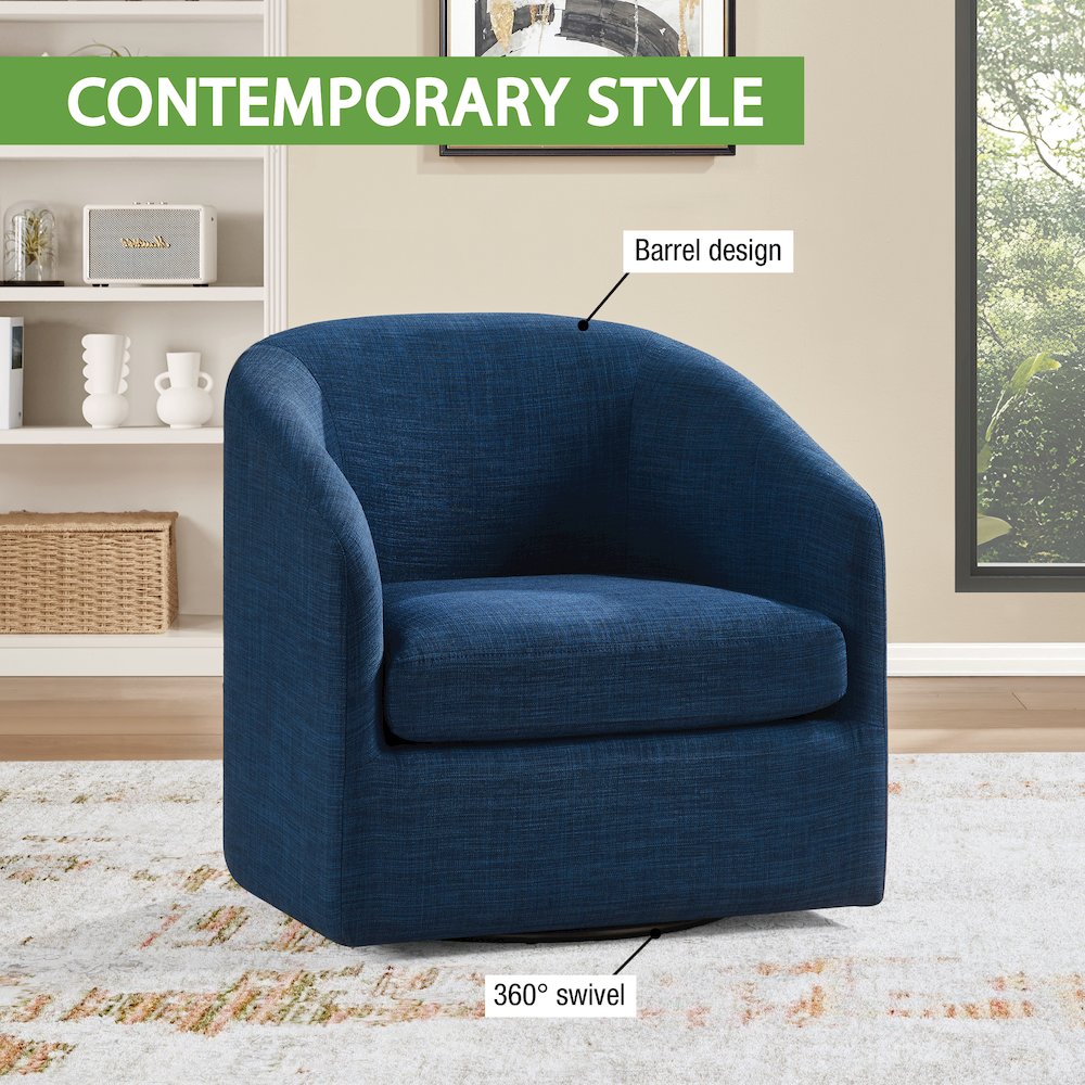 Parker Swivel Tub Chair in Navy Blue Fabric. Picture 11