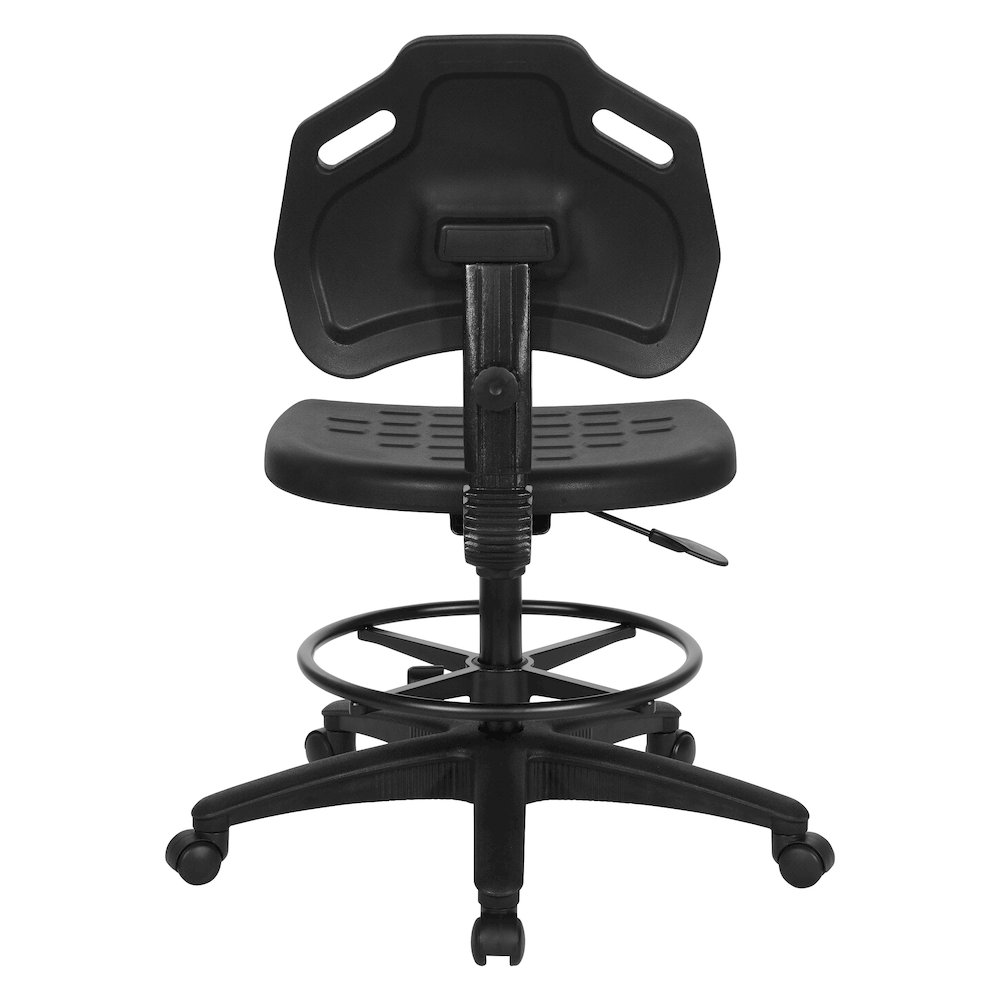 Black Skinned Urethane Intermediate Drafting Chair Adjustable Black Footrest. Picture 6