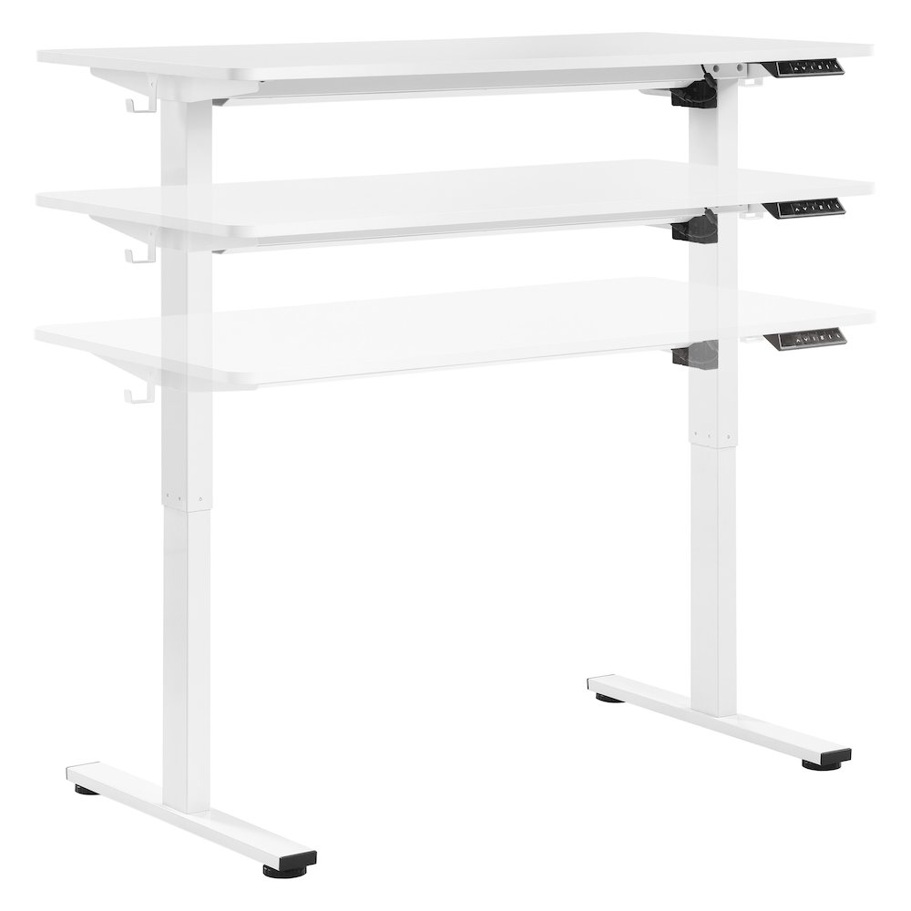 Primo 48"W Sit to Stand Electric Height Adjustable Desk in White Finish. Picture 2