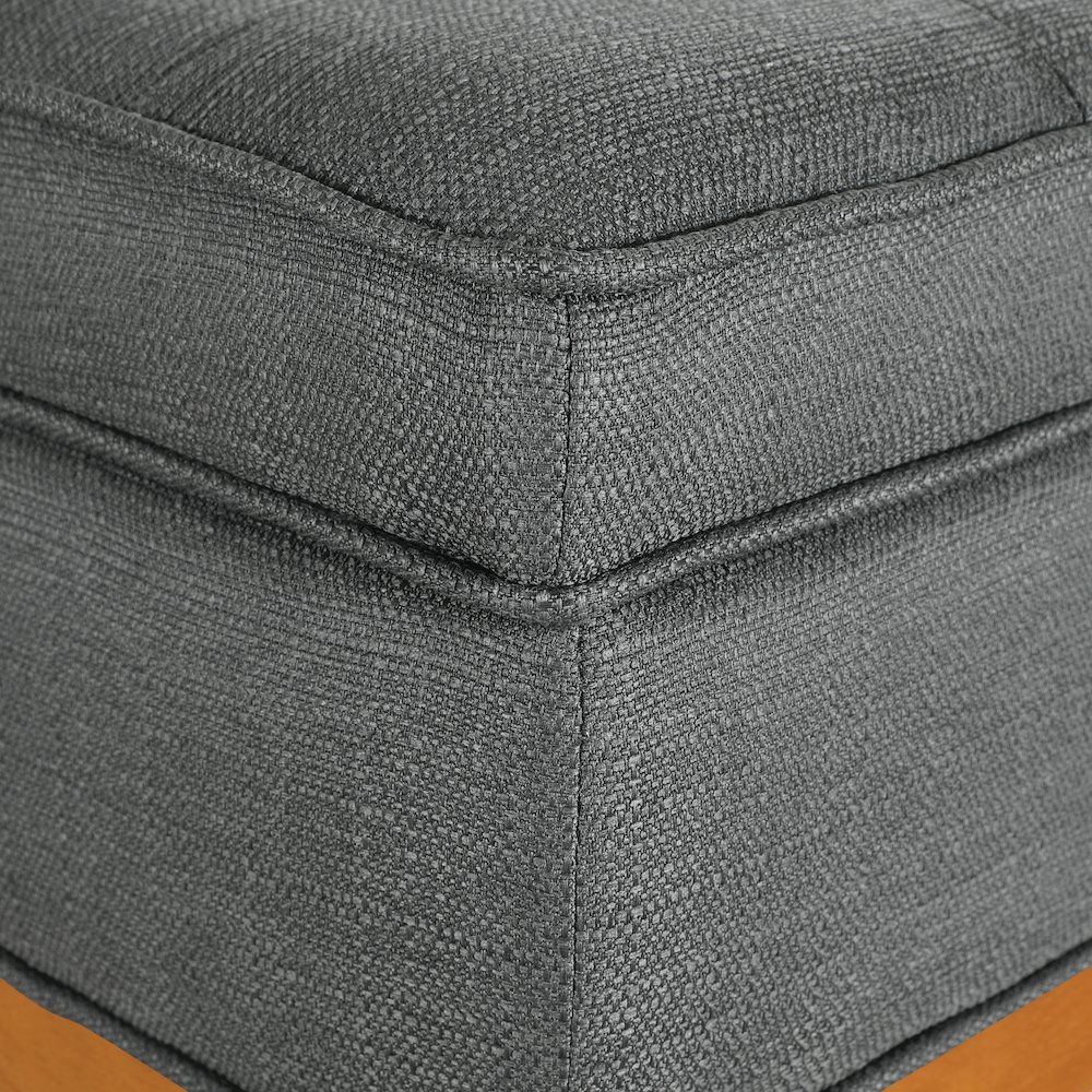 Katheryn Storage Bench in Charcoal Fabric with Spice Finish Legs. Picture 8