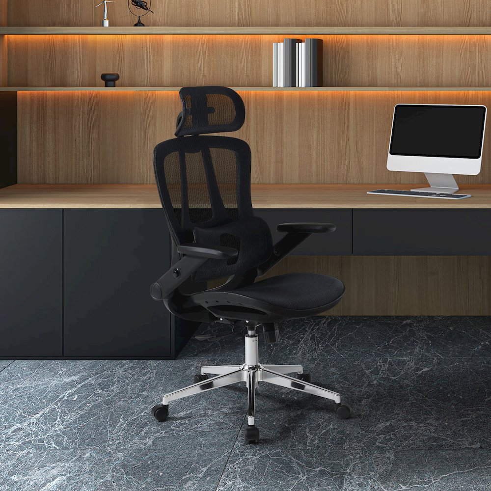 Black Matrix Seat and Back Manager’s Chair, Adjustable Headrest. Picture 2