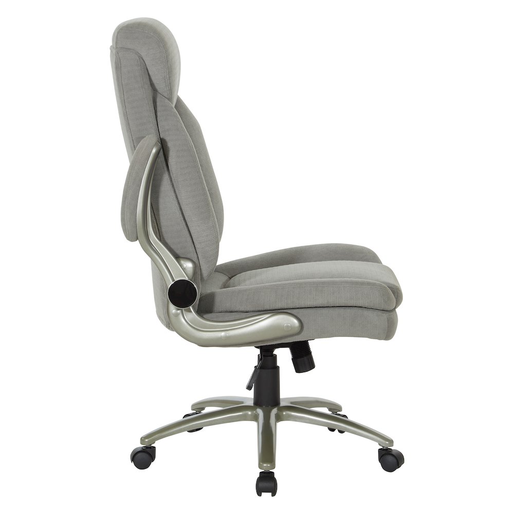 Grey Fabric Big & Tall Chair with Padded Flip Arms and Titanium Base.. Picture 7