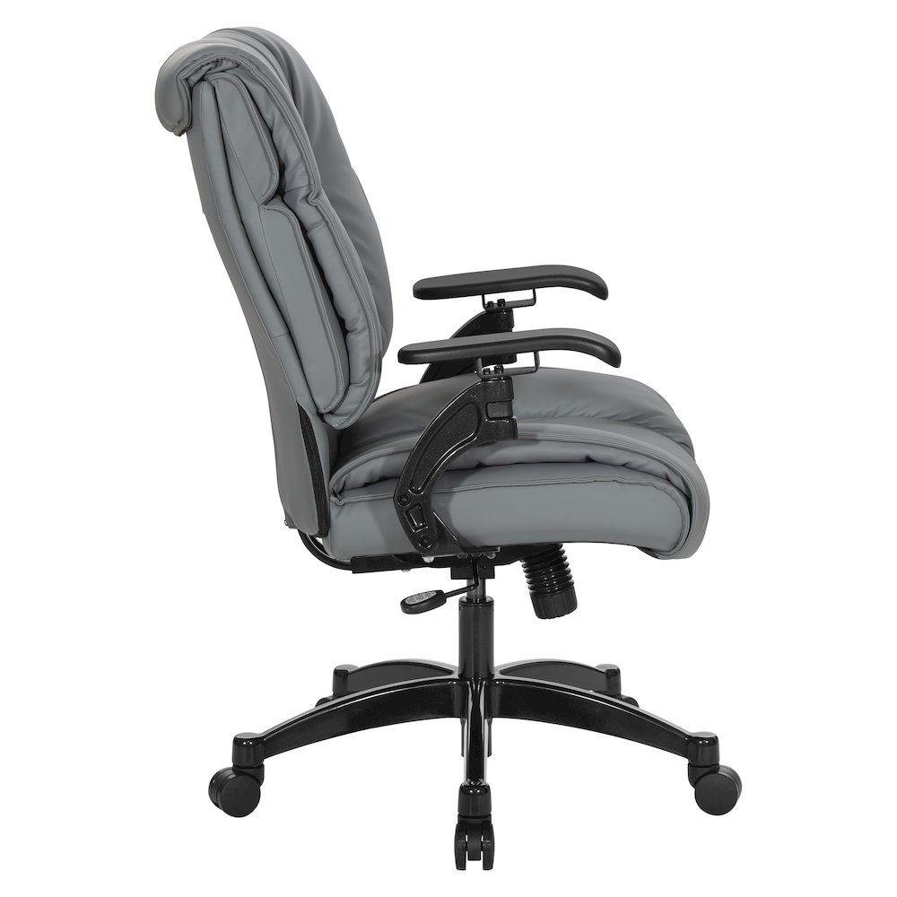 Charcoal Grey Leather Conference Chair with Cantilever Arms, Steel Base. Picture 4