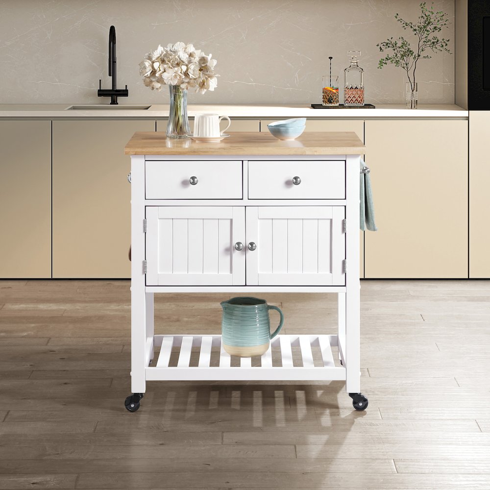 Stirling Kitchen Cart in White Finish. Picture 10