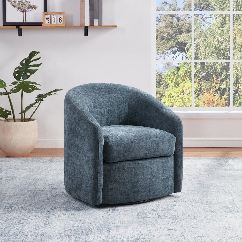 Bella Swivel Chair in Blue Denim. Picture 7